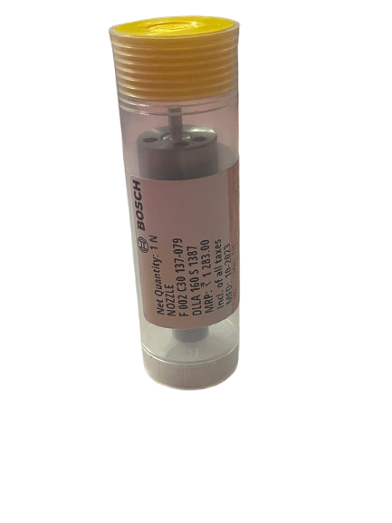 “Original Bosch DLLA type diesel nozzle inside clear plastic tube.”